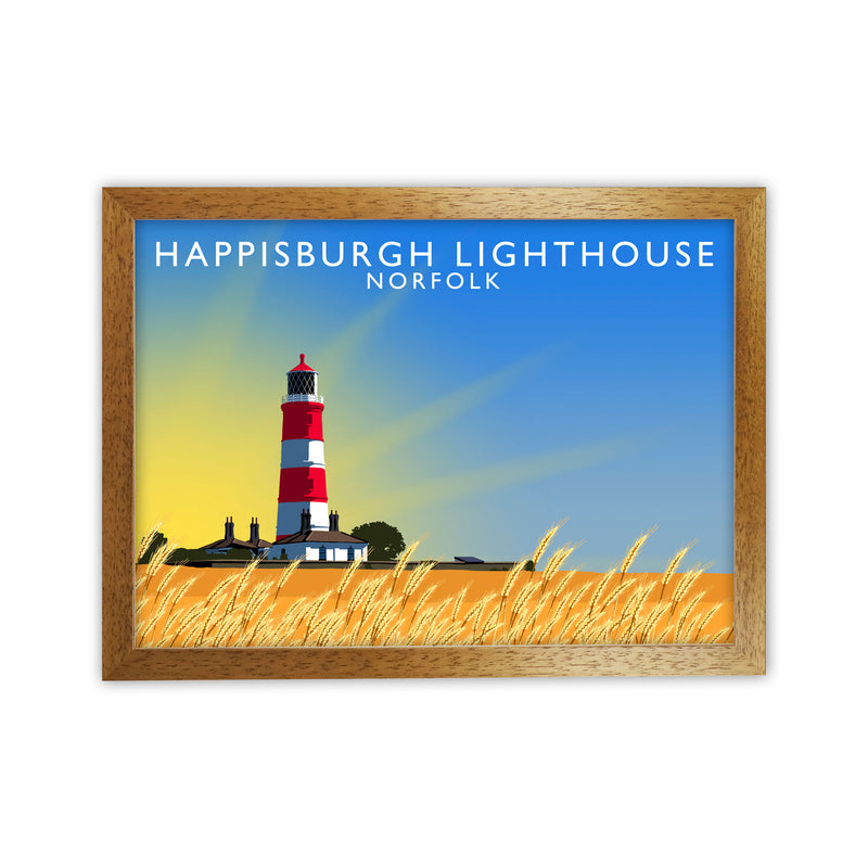 Hapisburgh Lighthouse Norfolk Art Print by Richard O'Neill, Framed Wall Art Oak Grain