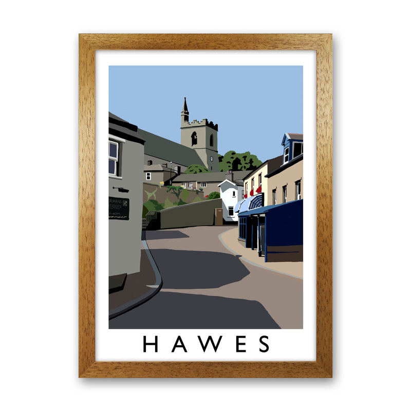 Hawes Travel Art Print by Richard O'Neill, Framed Wall Art Oak Grain