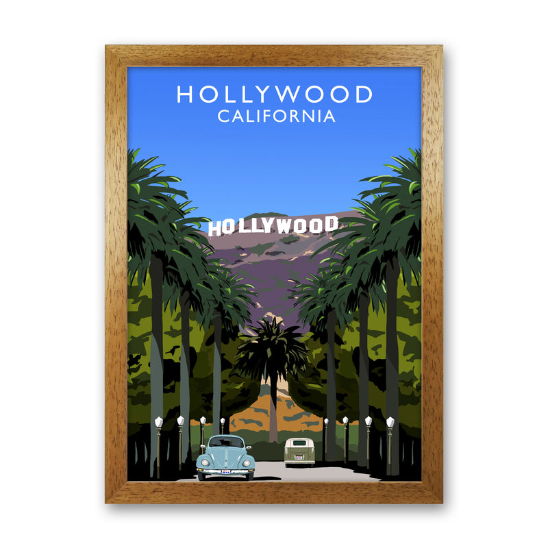 Hollywood California Travel Art Print by Richard O'Neill, Framed Wall Art Oak Grain