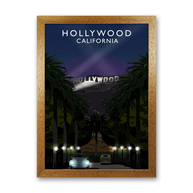 Hollywood California Travel Art Print by Richard O'Neill, Framed Wall Art Oak Grain