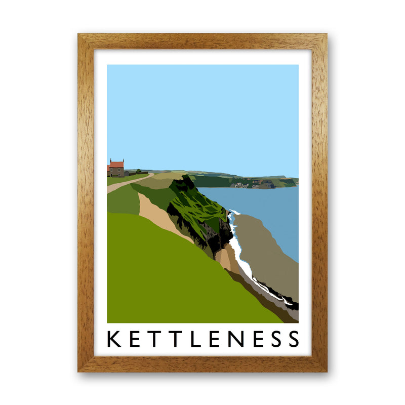 Kettleness Travel Art Print by Richard O'Neill, Framed Wall Art Oak Grain
