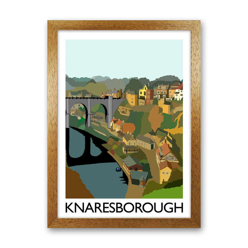 Knaresborough Digital Art Print by Richard O'Neill, Framed Wall Art Oak Grain