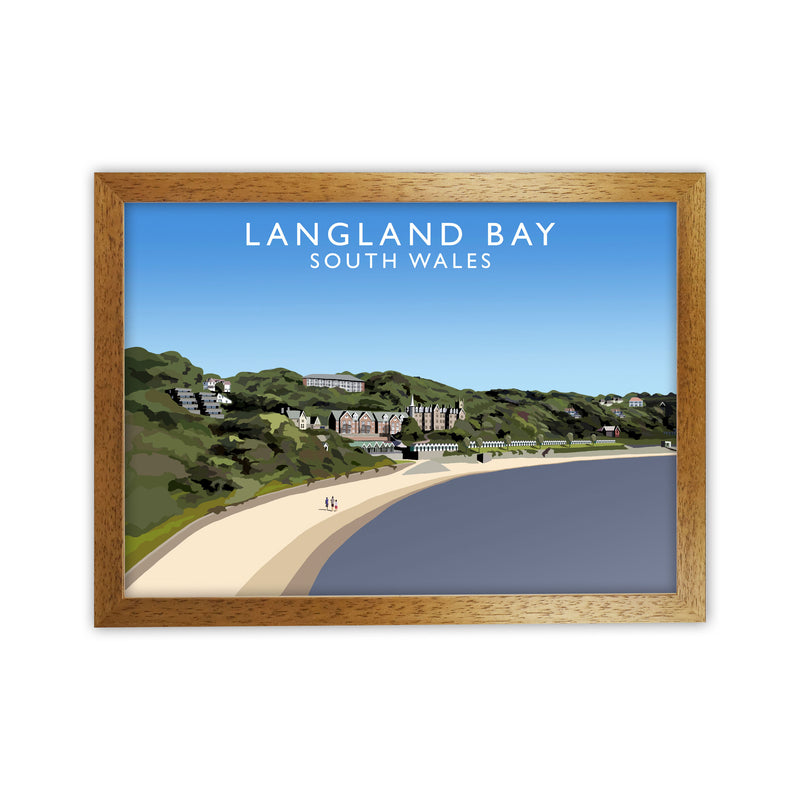 Langland Bay Travel Art Print by Richard O'Neill, Framed Wall Art Oak Grain