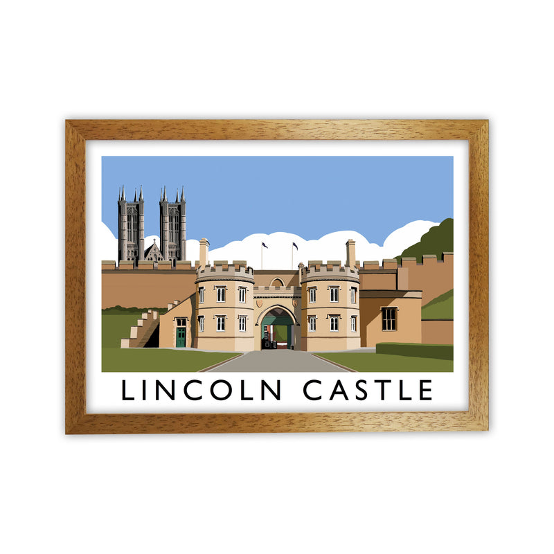 Lincoln Castle Travel Art Print by Richard O'Neill, Framed Wall Art Oak Grain