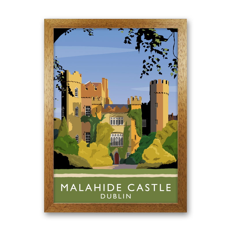 Malahide Castle Dublin Travel Art Print by Richard O'Neill, Framed Wall Art Oak Grain