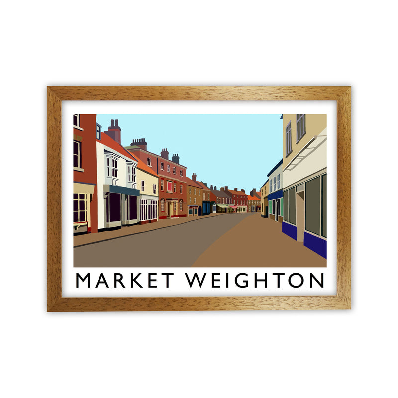 Market Weighton Travel Art Print by Richard O'Neill, Framed Wall Art Oak Grain