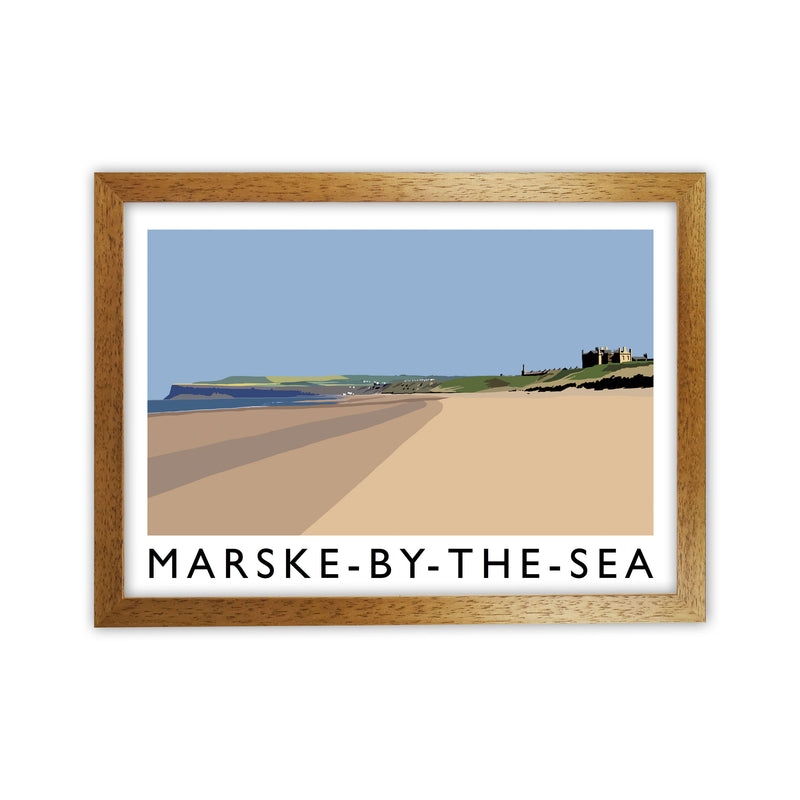 Marske-By-The-Sea Travel Art Print by Richard O'Neill, Framed Wall Art Oak Grain