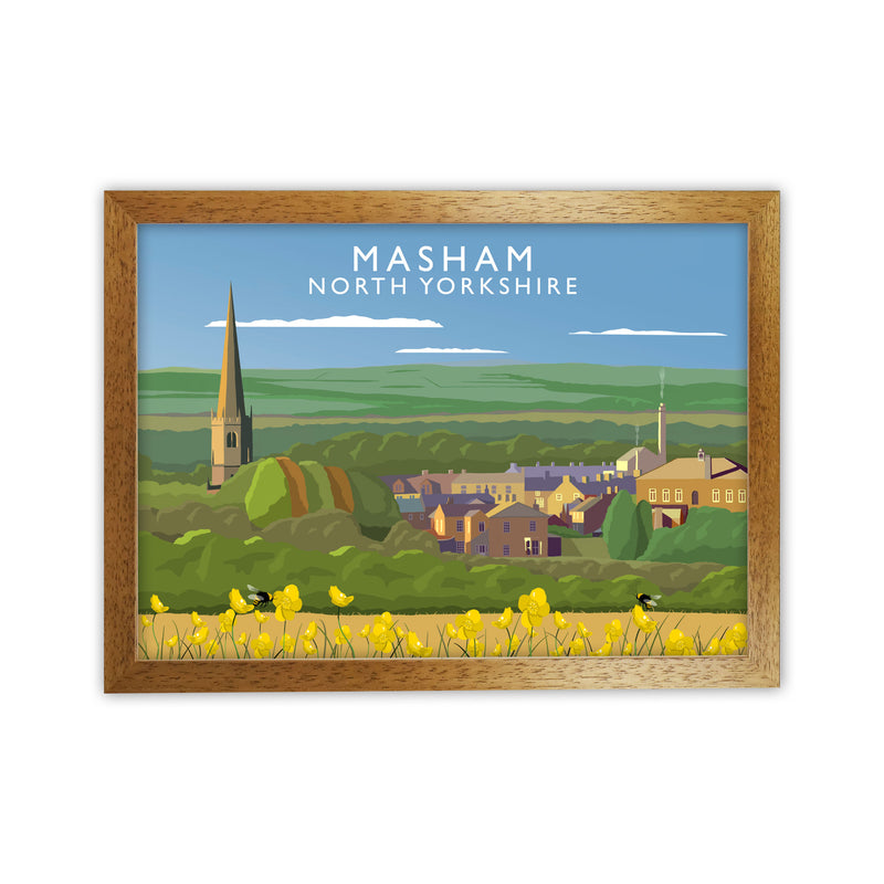 Masham North Yorkshire Travel Art Print by Richard O'Neill, Framed Wall Art Oak Grain