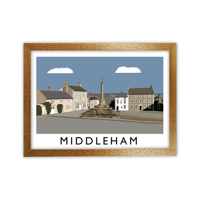 Middleham Travel Art Print by Richard O'Neill, Framed Wall Art Oak Grain