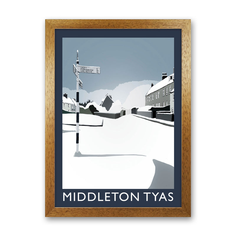 Middleton Tyas Travel Art Print by Richard O'Neill, Framed Wall Art Oak Grain