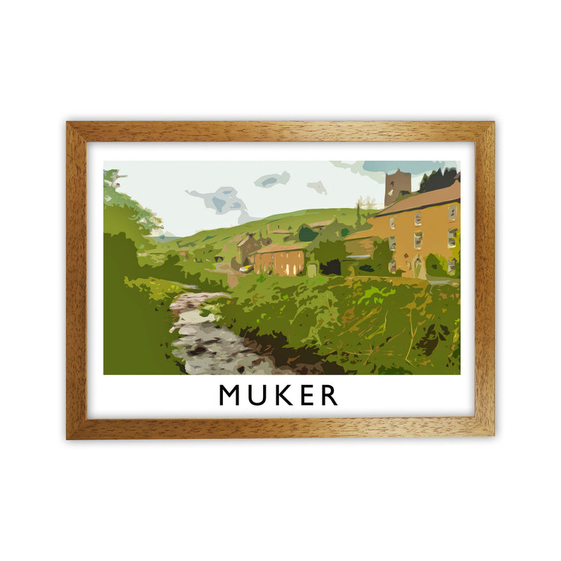 Muker Travel Art Print by Richard O'Neill, Framed Wall Art Oak Grain