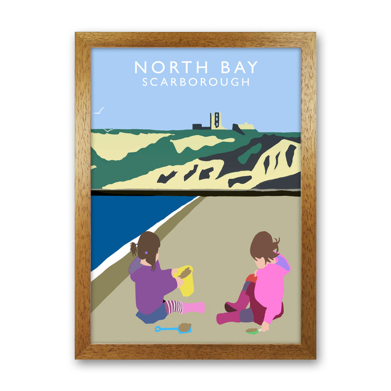 North Bay Scarborough Travel Art Print by Richard O'Neill, Framed Wall Art Oak Grain