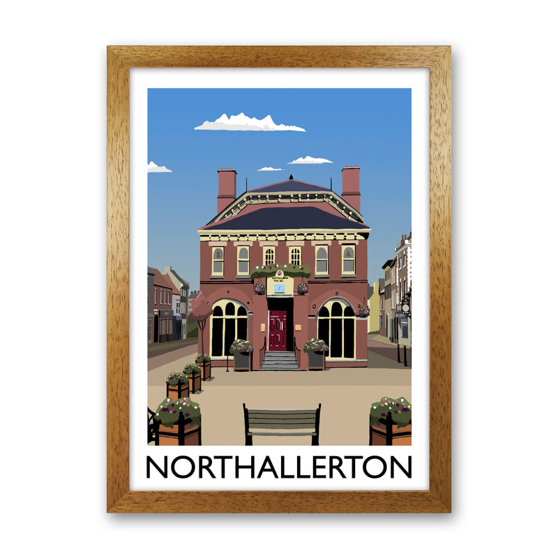 Northallerton Travel Art Print by Richard O'Neill, Framed Wall Art Oak Grain