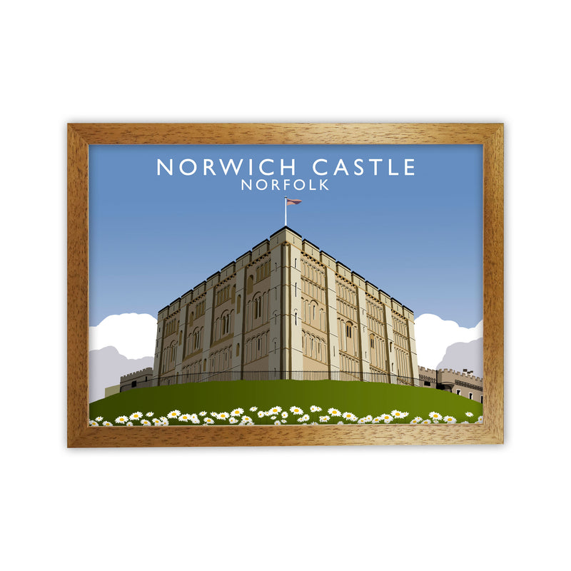 Norwich Castle Norfolk Travel Art Print by Richard O'Neill, Framed Wall Art Oak Grain