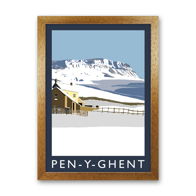Pen-Y-Ghent Travel Art Print by Richard O'Neill, Framed Wall Art Oak Grain
