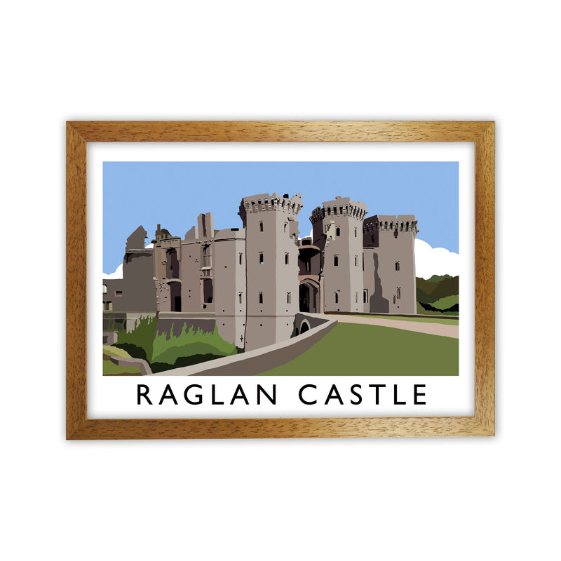 Raglan Castle Travel Art Print by Richard O'Neill, Framed Wall Art Oak Grain