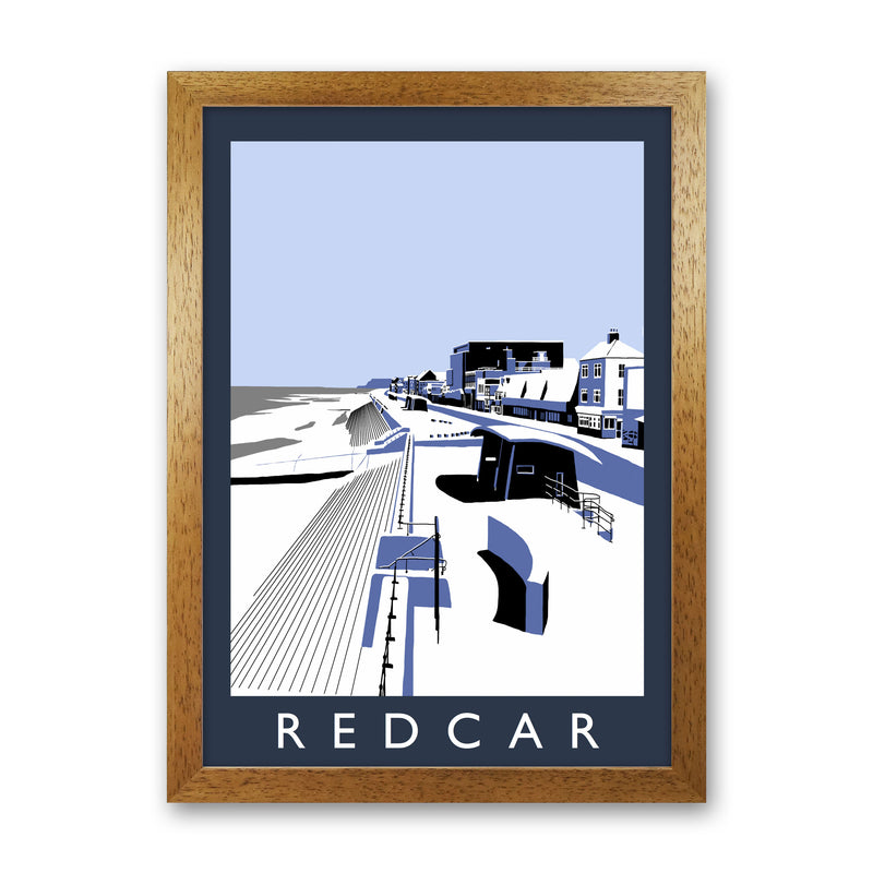 Redcar Travel Art Print by Richard O'Neill, Framed Wall Art Oak Grain