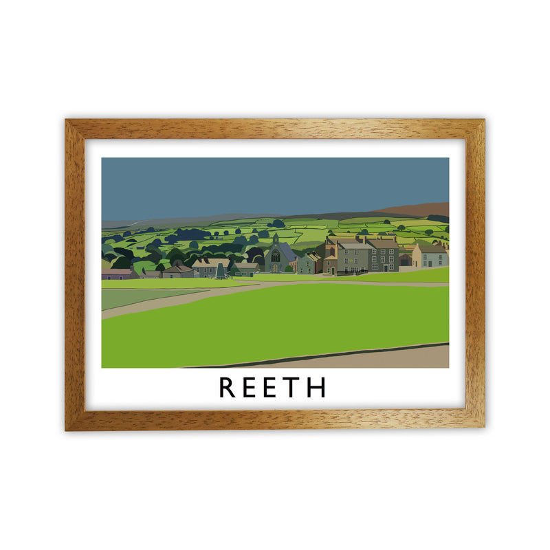 Reeth Travel Art Print by Richard O'Neill, Framed Wall Art Oak Grain