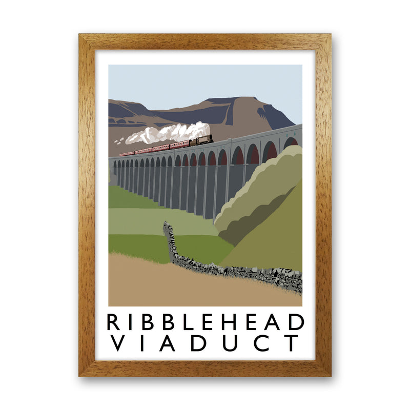 Ribblehead Viaduct Travel Art Print by Richard O'Neill, Framed Wall Art Oak Grain