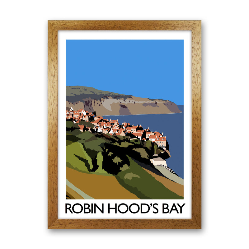 Robin Hood's Bay Travel Art Print by Richard O'Neill, Framed Wall Art Oak Grain