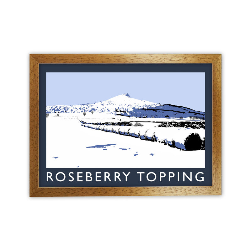 Roseberry Topping Travel Art Print by Richard O'Neill, Framed Wall Art Oak Grain