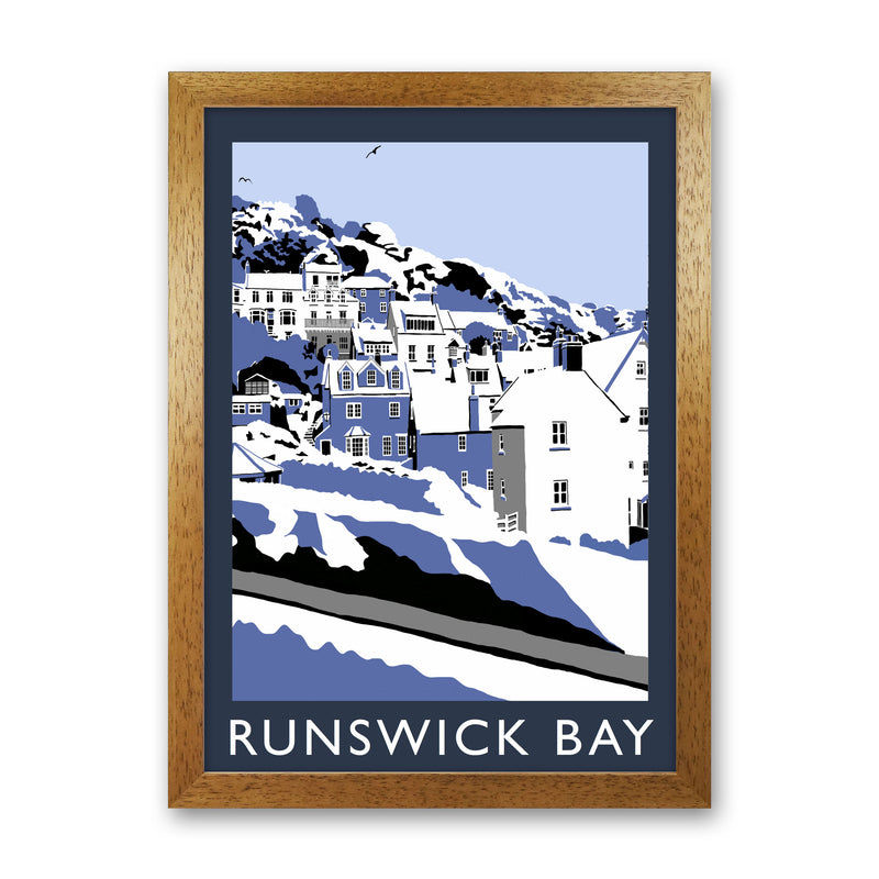 Runswick Bay Digital Art Print by Richard O'Neill, Framed Wall Art Oak Grain