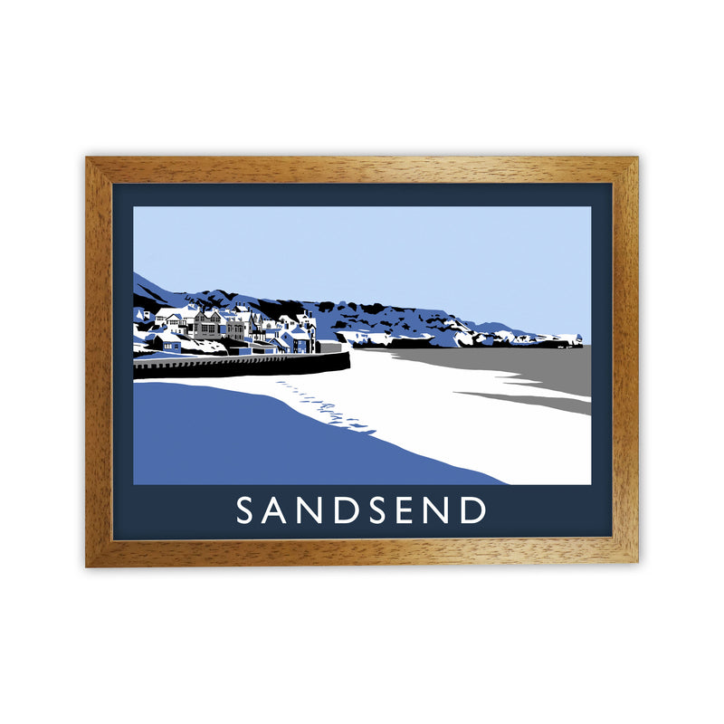 Sandsend Travel Art Print by Richard O'Neill, Framed Wall Art Oak Grain