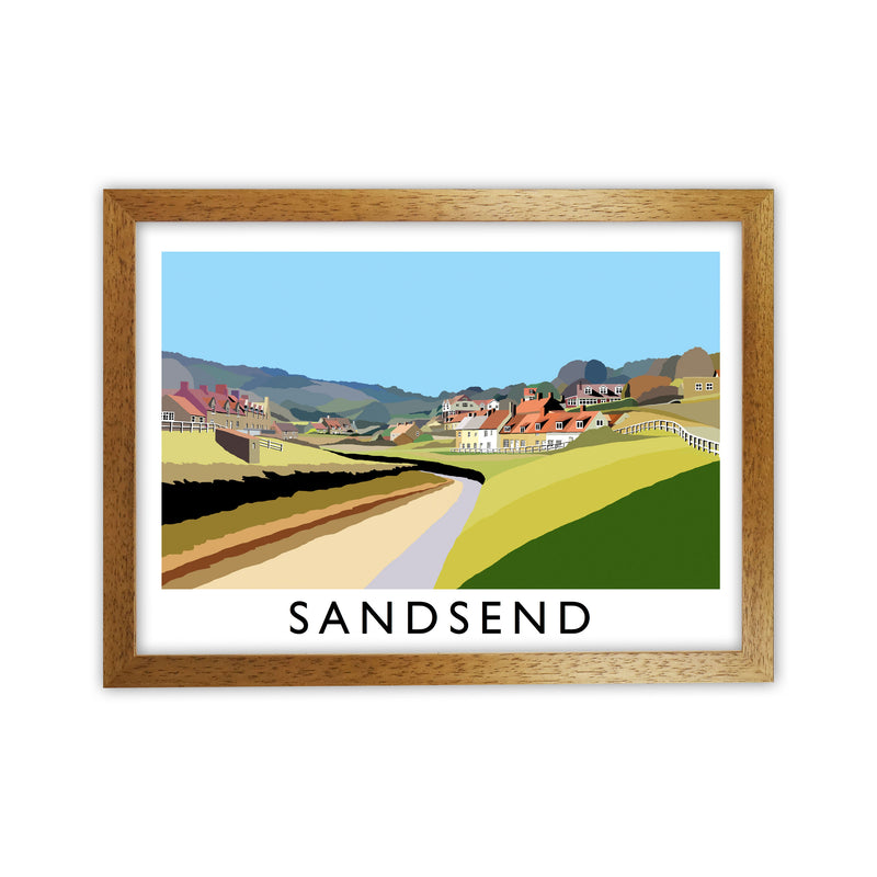 Sandsend Travel Art Print by Richard O'Neill, Framed Wall Art Oak Grain