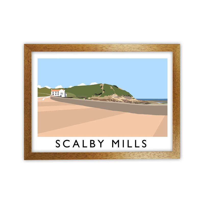 Scalby Mills Travel Art Print by Richard O'Neill, Framed Wall Art Oak Grain