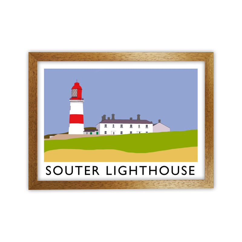 Souter Lighthouse Travel Art Print by Richard O'Neill, Framed Wall Art Oak Grain