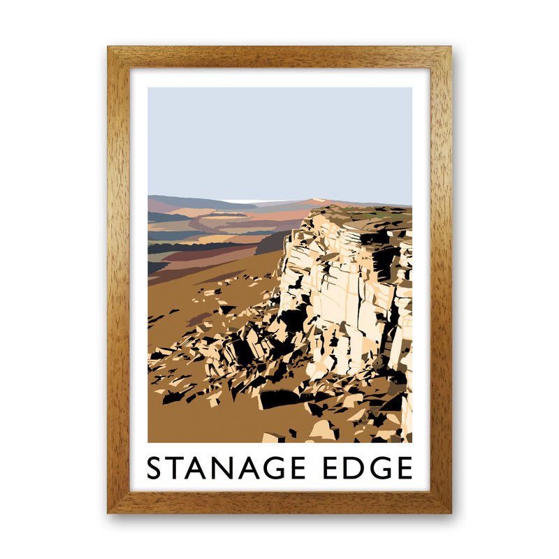 Stanage Edge Travel Art Print by Richard O'Neill, Framed Wall Art Oak Grain
