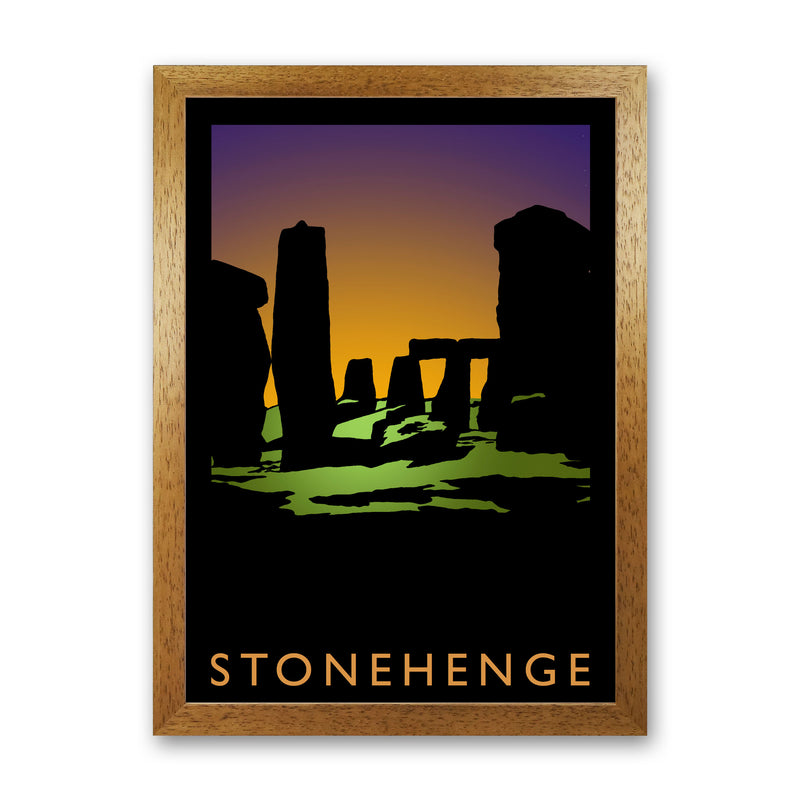 Stonehenge Travel Art Print by Richard O'Neill, Framed Wall Art Oak Grain