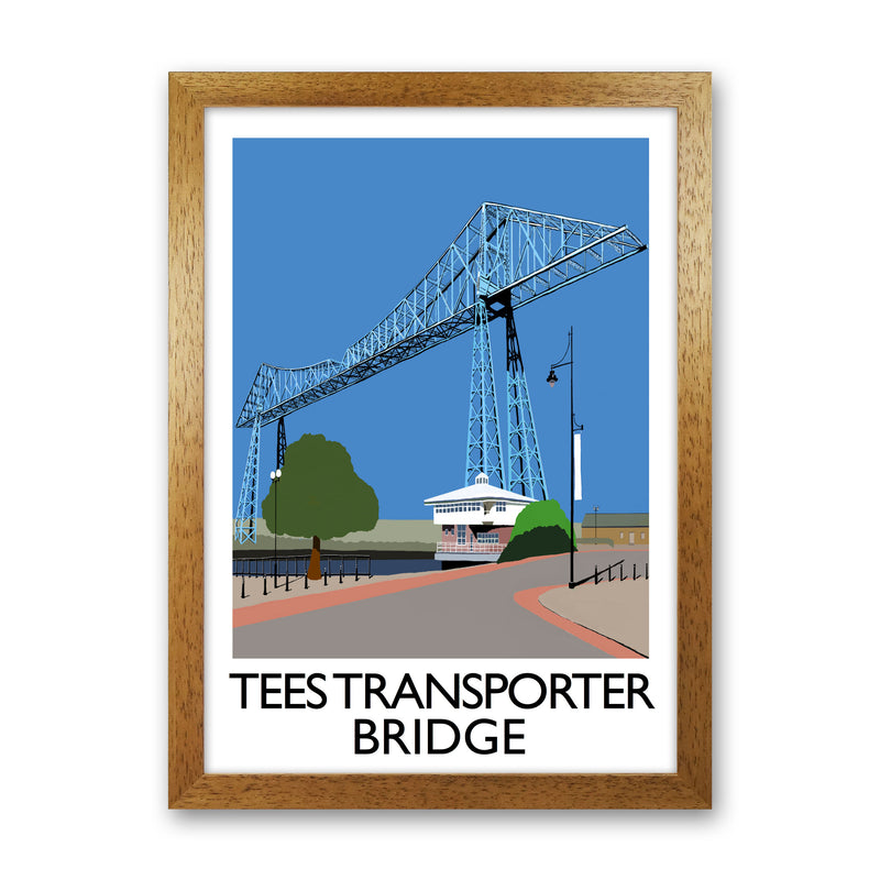 Tees Transporter Bridge Art Print by Richard O'Neill, Framed Wall Art Oak Grain