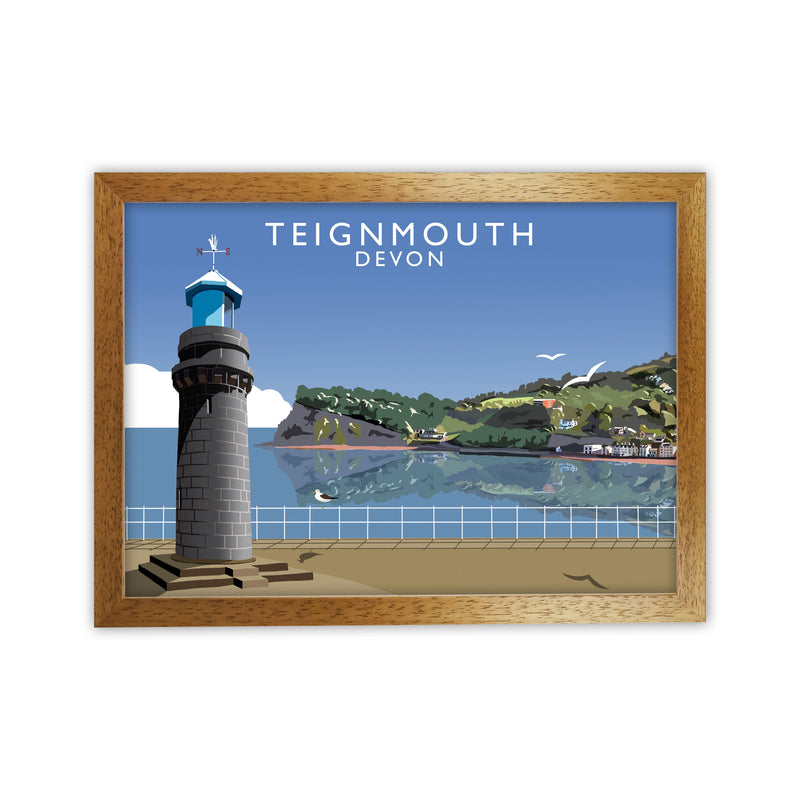 Teignmouth Devon Art Print by Richard O'Neill, Framed Wall Art Oak Grain