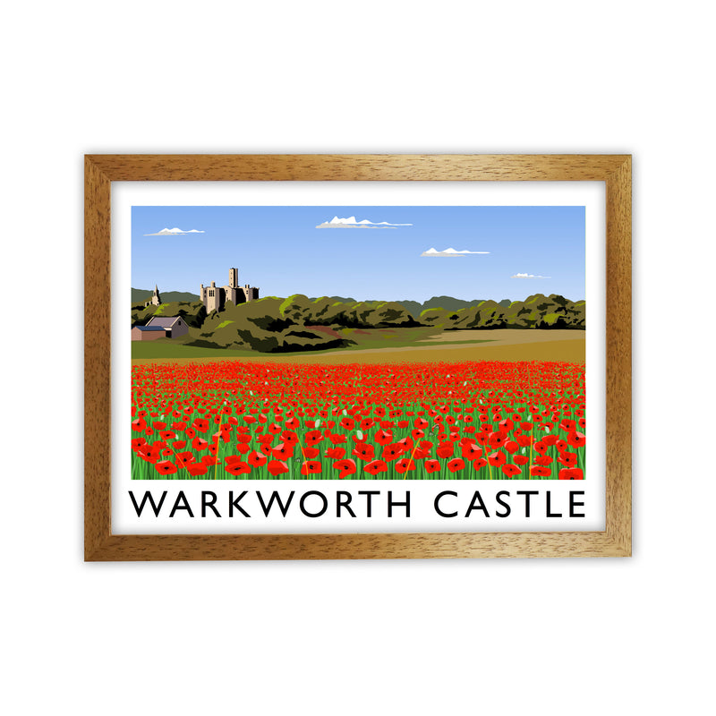 Warkworth Castle Travel Art Print by Richard O'Neill, Framed Wall Art Oak Grain