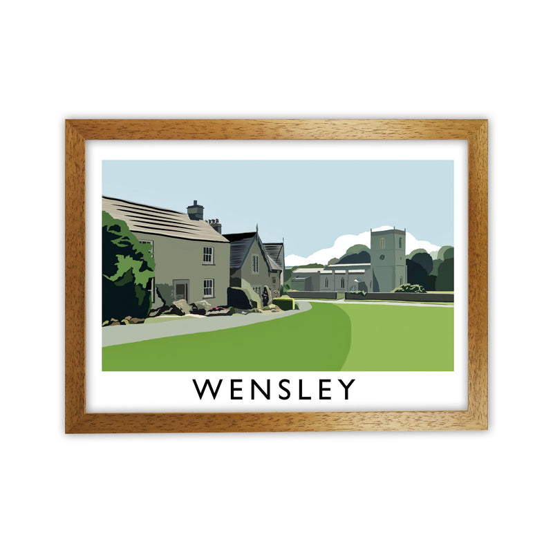 Wensley Travel Art Print by Richard O'Neill, Framed Wall Art Oak Grain