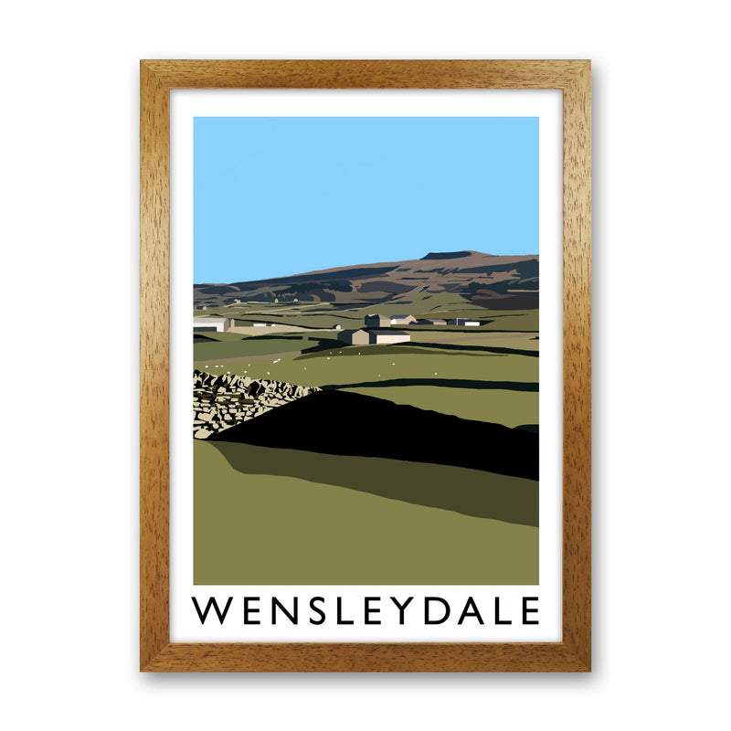 Wensleydale Travel Art Print by Richard O'Neill, Framed Wall Art Oak Grain