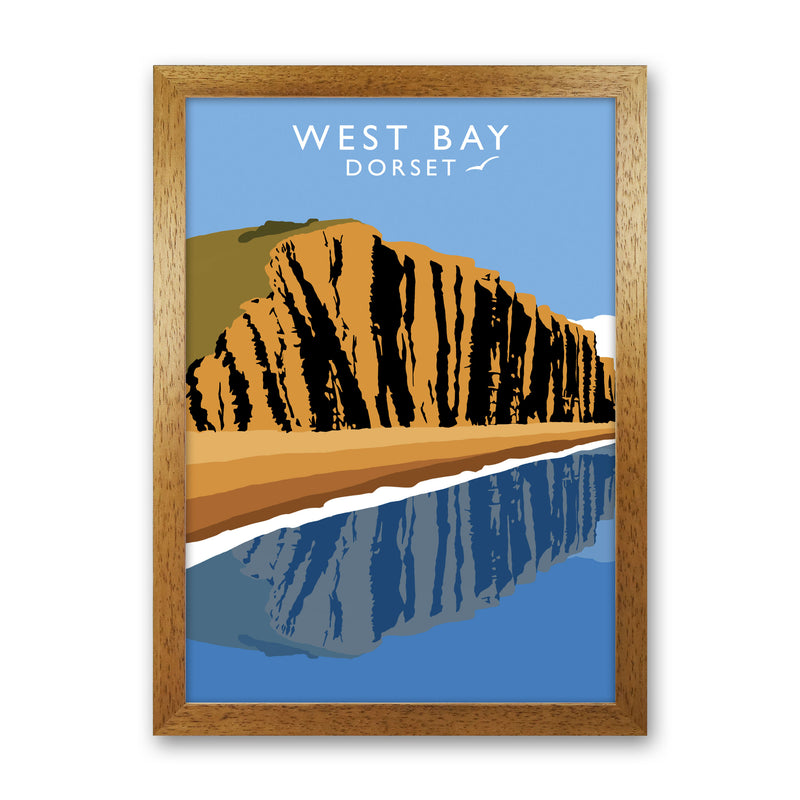 West Bay Dorset Travel Art Print by Richard O'Neill, Framed Wall Art Oak Grain
