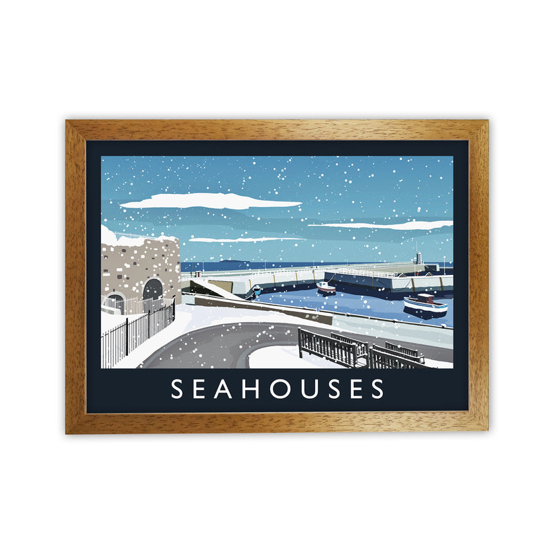 Seahouses (snow) by Richard O'Neill Oak Grain