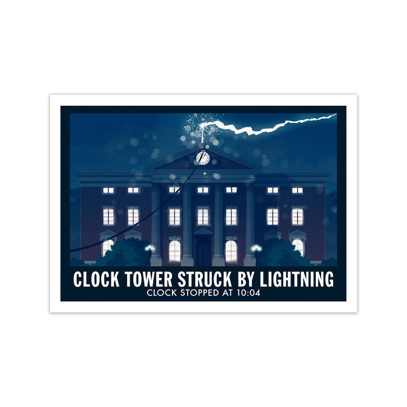 Clock Tower Struck By Lightning Art Print by Richard O'Neill Print Only