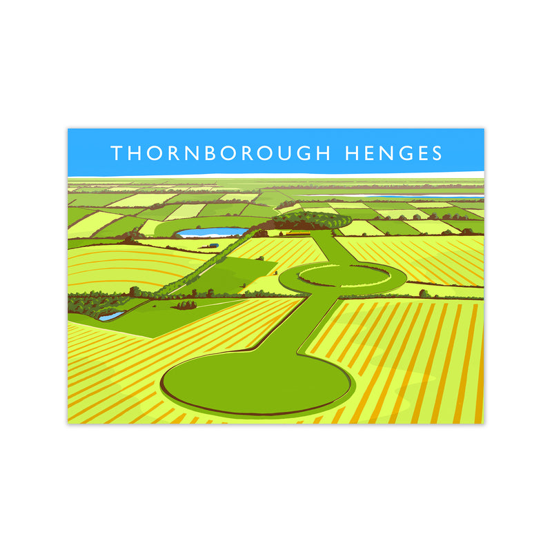 Thornborough Henges Travel Art Print by Richard O'Neill Print Only