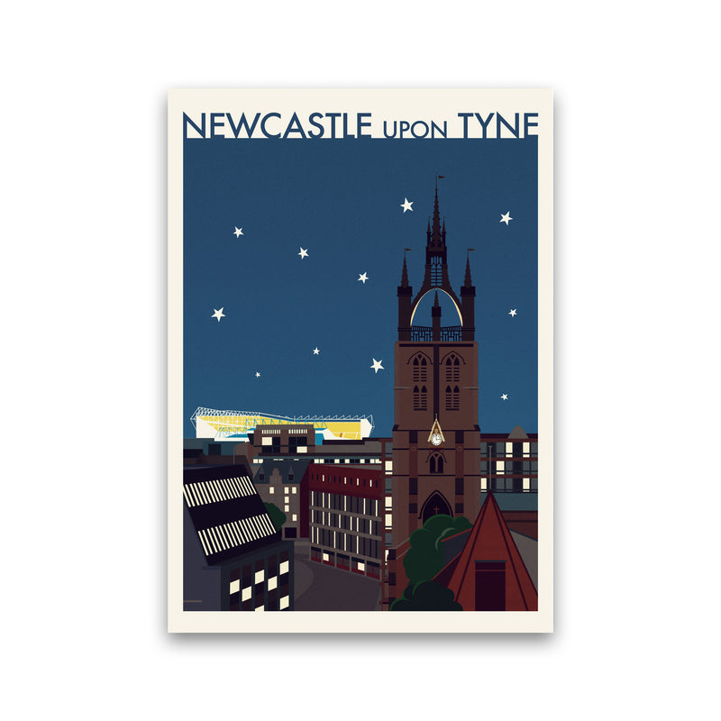 Newcastle upon Tyne 2 (Night) Travel Art Print by Richard O'Neill Print Only
