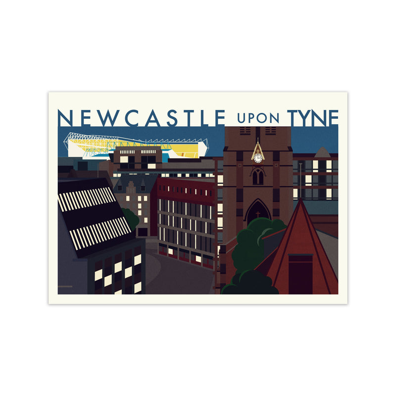 Newcastle upon Tyne 2 (Night) landscape Travel Art Print by Richard O'Neill Print Only