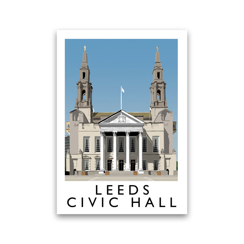 Leeds Civic Hall by Richard O'Neill Yorkshire Art Print, Vintage Travel Poster Print Only