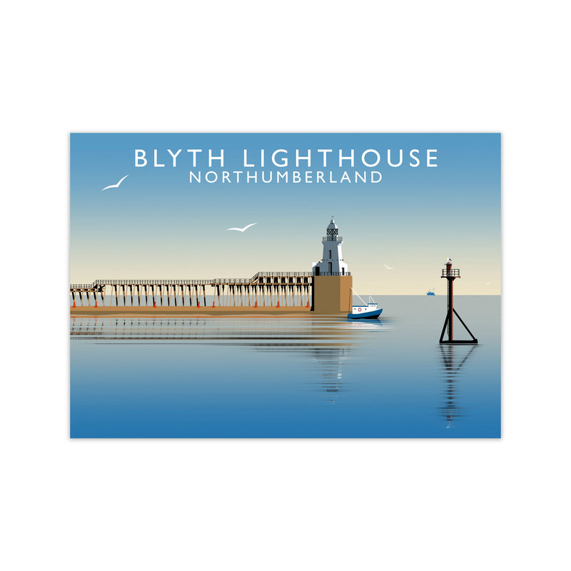 Blyth Lighthouse Northumberland Framed Digital Art Print by Richard O'Neill Print Only