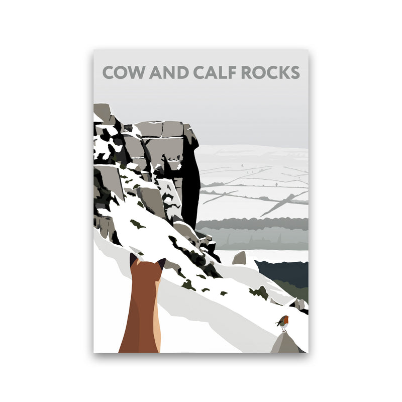 Cow And Calf Rocks In Snow Portrait by Richard O'Neill Print Only