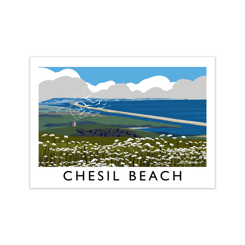 Chesil Beach Framed Digital Art Print by Richard O'Neill Print Only