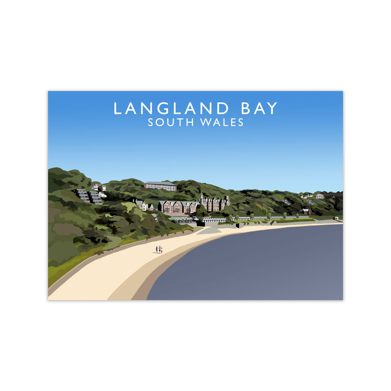 Langland Bay Travel Art Print by Richard O'Neill, Framed Wall Art Print Only