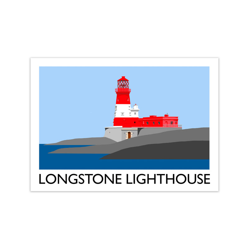 Longstone Lighthouse Travel Art Print by Richard O'Neill, Framed Wall Art Print Only