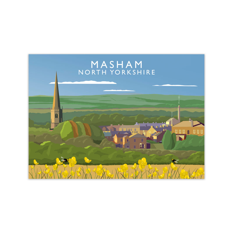 Masham North Yorkshire Travel Art Print by Richard O'Neill, Framed Wall Art Print Only